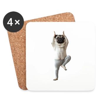 Mops - Untersetzer (4er-Set) - Weiß - Vorne