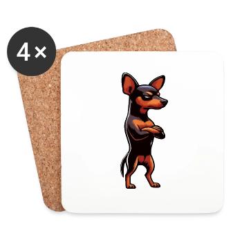 Pinscher miniature Pinscher Pinscher Pinscher Propriétaire Minpin - Dessous de verre (lot de 4) - blanc - Devant