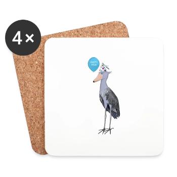 Le bec de la chaussure fête l’anniversaire de l’oiseau - Dessous de verre (lot de 4) - blanc - Devant