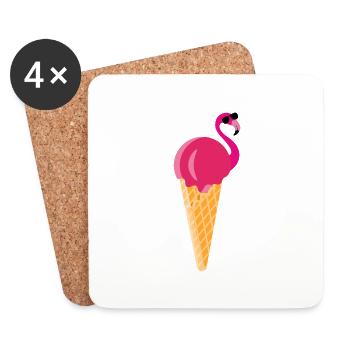 Crème glacée Gaufre Crème glacée Crème glacée Scoop Flamingo Crème glacée - Dessous de verre (lot de 4) - blanc - Devant