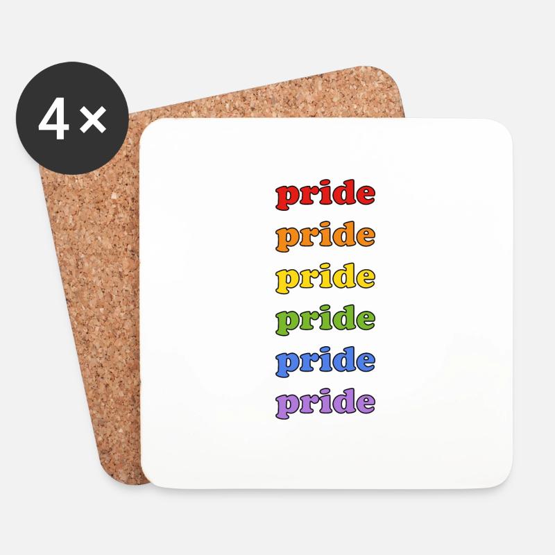 Pride 6 Farben - Untersetzer (4er-Set) - Weiß