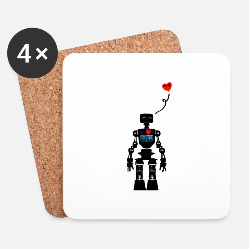 Liebender kleiner Roboter - Untersetzer (4er-Set) - Weiß