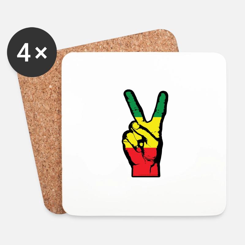 Peace-Finger - Untersetzer (4er-Set) - Weiß