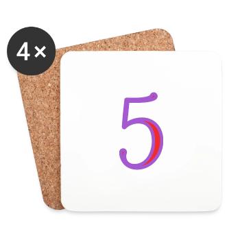 5. 5 ANS. 5e ANNIVERSAIRE. ANNIVERSAIRE 5 ANS - Dessous de verre (lot de 4) - blanc - Devant