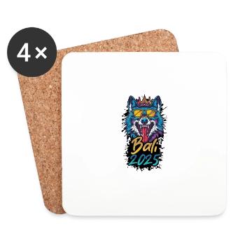Bali 2025 Party Wolf - Untersetzer (4er-Set) - Weiß - Vorne
