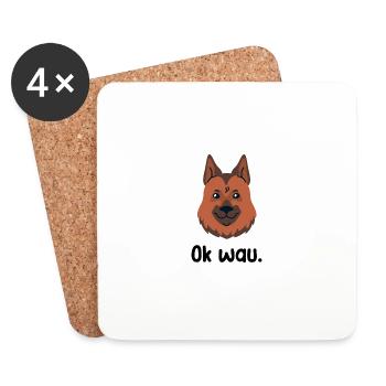 Ok wau mit German Shepherd Hundeliebhaber - Untersetzer (4er-Set) - Weiß - Vorne