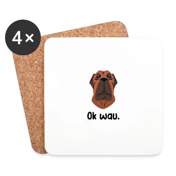 Ok wau mit Fila Brasileiro Hundeliebhaber - Untersetzer (4er-Set) - Weiß - Vorne