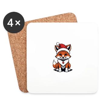 Fox Fox Santa Claus Cute Gift for Women - Coasters (set of 4) - white - Front