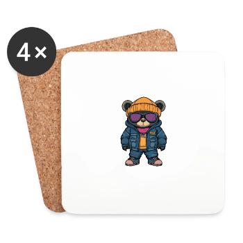 Bear Winter Comic - Coasters (set of 4) - white - Front