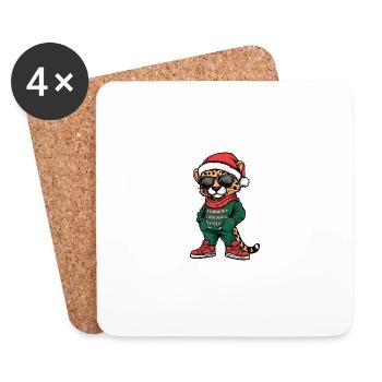 Gepard Weihnachten Cool X-Mas - Untersetzer (4er-Set) - Weiß - Vorne