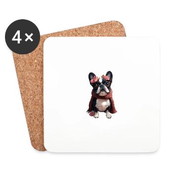 BABA BULLDOG - Dessous de verre (lot de 4) - blanc - Devant
