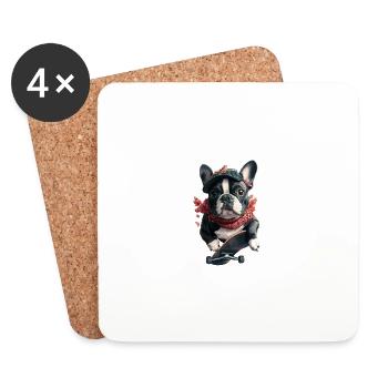 Bulldog Skater - Dessous de verre (lot de 4) - blanc - Devant