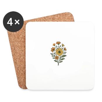 Sonnenblumen Vintage Strauß - Untersetzer (4er-Set) - Weiß - Vorne
