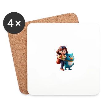 Girl with friendly companion - Coasters (set of 4) - white - Front