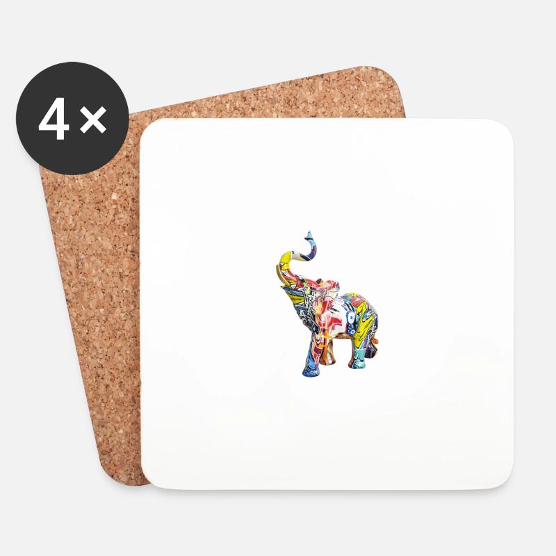 Elefant - Untersetzer (4er-Set) - Weiß