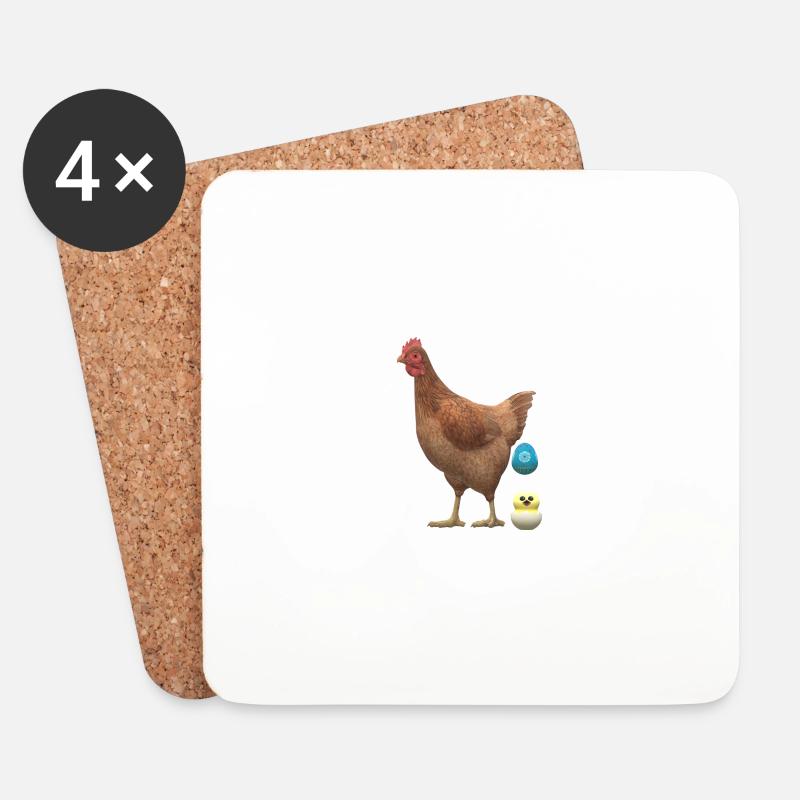 Hühnchen mit Küken - Untersetzer (4er-Set) - Weiß