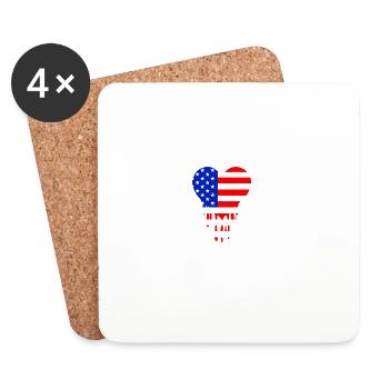 Cœur Drapeau Américain Bleu Rouge - Dessous de verre (lot de 4) - blanc - Devant