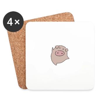 Piggy Lucky Pork - Coasters (set of 4) - white - Front