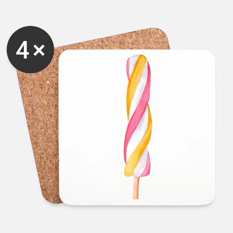 Mehrfarbige Eiscreme - Untersetzer (4er-Set) - Weiß