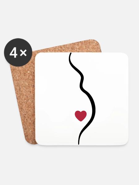 babybauch - Untersetzer (4er-Set) - Weiß