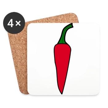 Hot peppers vegetables vegan - Coasters (set of 4) - white - Front