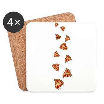 Bande dessinée pizza - Dessous de verre (lot de 4) - blanc - Devant