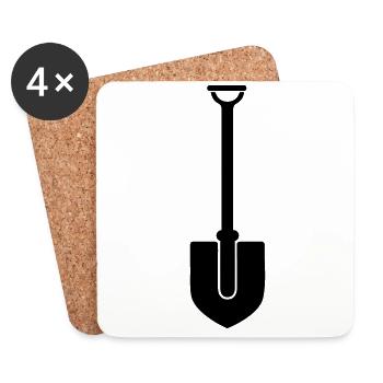 Shovel icon silhouette - Coasters (set of 4) - white - Front
