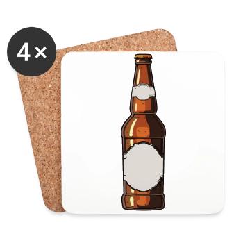 Beer Bottle Beer Drinking Symbol - Coasters (set of 4) - white - Front