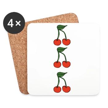 Cherries 3 times - Coasters (set of 4) - white - Front