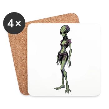 Aventure féminine extraterrestre verte - Dessous de verre (lot de 4) - blanc - Devant