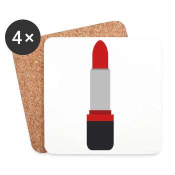 Rouge à lèvres - Dessous de verre (lot de 4) - blanc - Devant