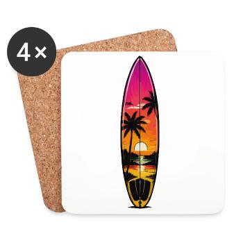 Sonnenuntergang Surfboard-Edition - Untersetzer (4er-Set) - Weiß - Vorne