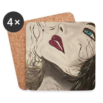 Expressionistisches Porträt mit Blauem Blick - Untersetzer (4er-Set) - Weiß - Vorne