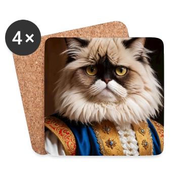 Königliche Samtpfote – Die Aristokraten-Katze - Untersetzer (4er-Set) - Weiß - Vorne