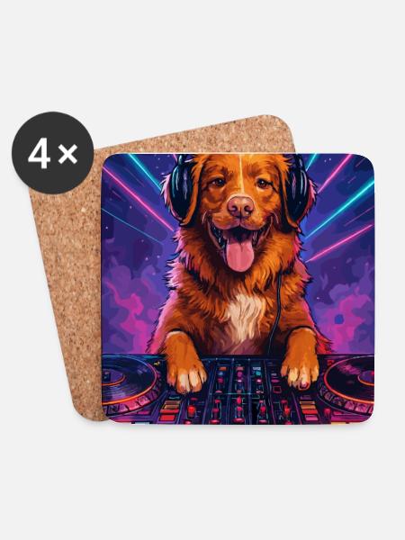 Nova Scotia Toller DJ Hund witzig positiv Geschenk - Untersetzer (4er-Set) - Weiß