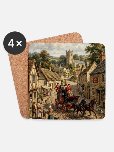 Eine Reise durch Altengland - Untersetzer (4er-Set) - Weiß