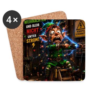 Stromschlag Elf Frohe Weihnachten Chaos Humor - Untersetzer (4er-Set) - Weiß - Vorne