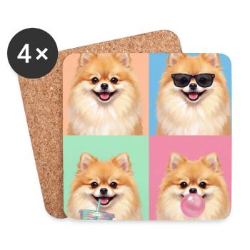 Hunde Zwergspitz Hund - Untersetzer (4er-Set) - Weiß - Vorne