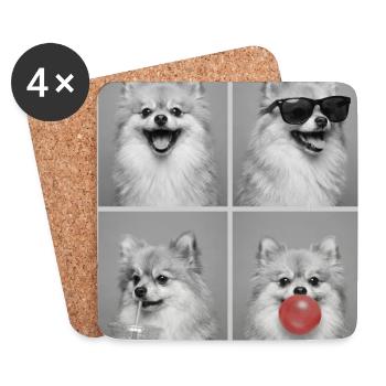 Hunde Zwergspitz Hund - Untersetzer (4er-Set) - Weiß - Vorne