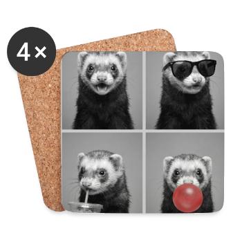 Ferret Frettchen - Untersetzer (4er-Set) - Weiß - Vorne