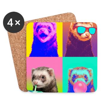 Ferret Frettchen - Untersetzer (4er-Set) - Weiß - Vorne