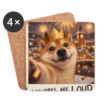 Fireworks Are Loud Shiba Inu Silvester - Untersetzer (4er-Set) - Weiß - Vorne
