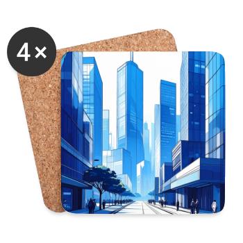 Stadt mit moderner Architektur in blau - Untersetzer (4er-Set) - Weiß - Vorne