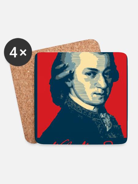 Wolfgang Amadeus Mozart - Untersetzer (4er-Set) - Weiß