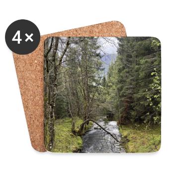 Naturlandschaft mit Fluss und Bäumen - Untersetzer (4er-Set) - Weiß - Vorne