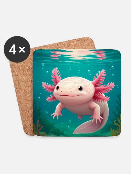 Axolotl The eternal child of water, smiling throu - Untersetzer (4er-Set) - Weiß