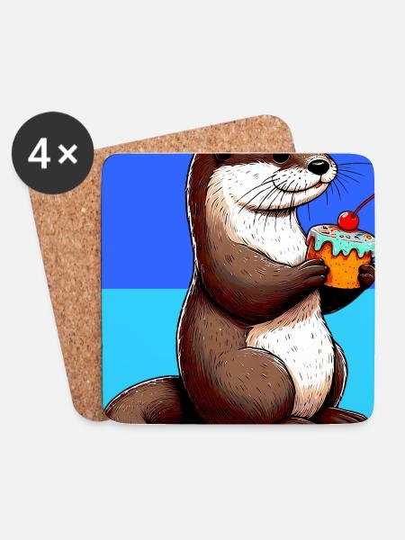 Otter - Untersetzer (4er-Set) - Weiß