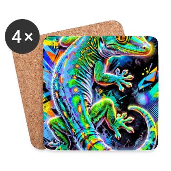 Gecko - Untersetzer (4er-Set) - Weiß - Vorne