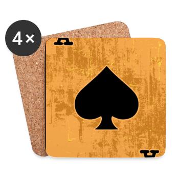 Poker Casino Kartenspiel Glücksspiel Zocken - Untersetzer (4er-Set) - Weiß - Vorne