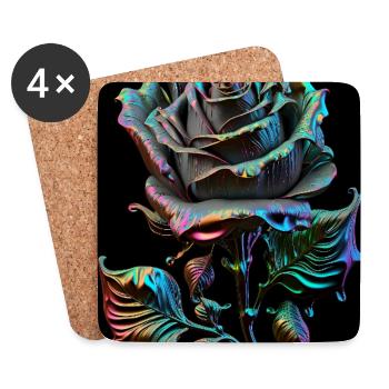 Regenbogenrose Metallisch - Untersetzer (4er-Set) - Weiß - Vorne